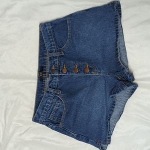 Forever 21 High Waist Button Up Fly Dark Wash Jean Shorts Size 28